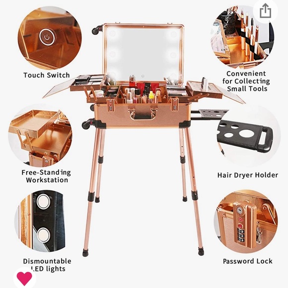 COPY - Large rolling makeup train studio. Has Bluetooth speakers dimmable light… - Picture 3 of 15